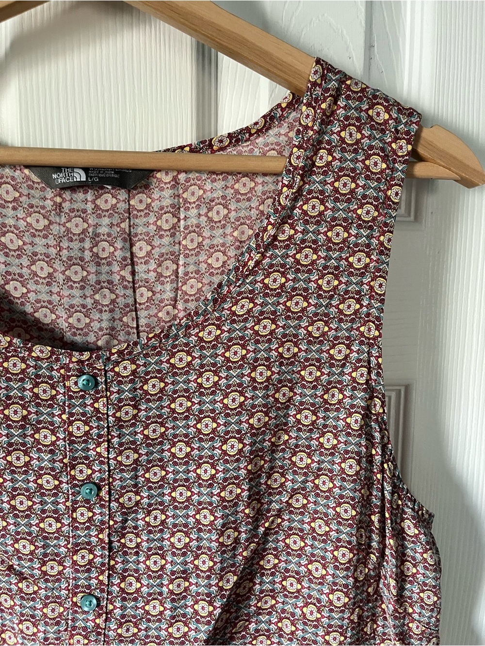 The North Face Burgundy Floral Sleeveless Button-Front Top
